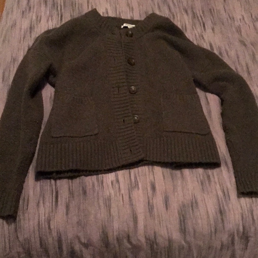 Army green colored Madewell sweater.